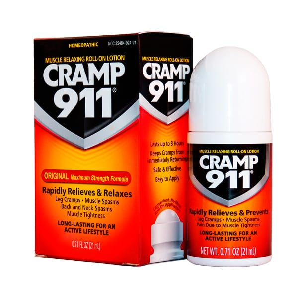 CRAMP 911 roll-on muscle relief bottle and box